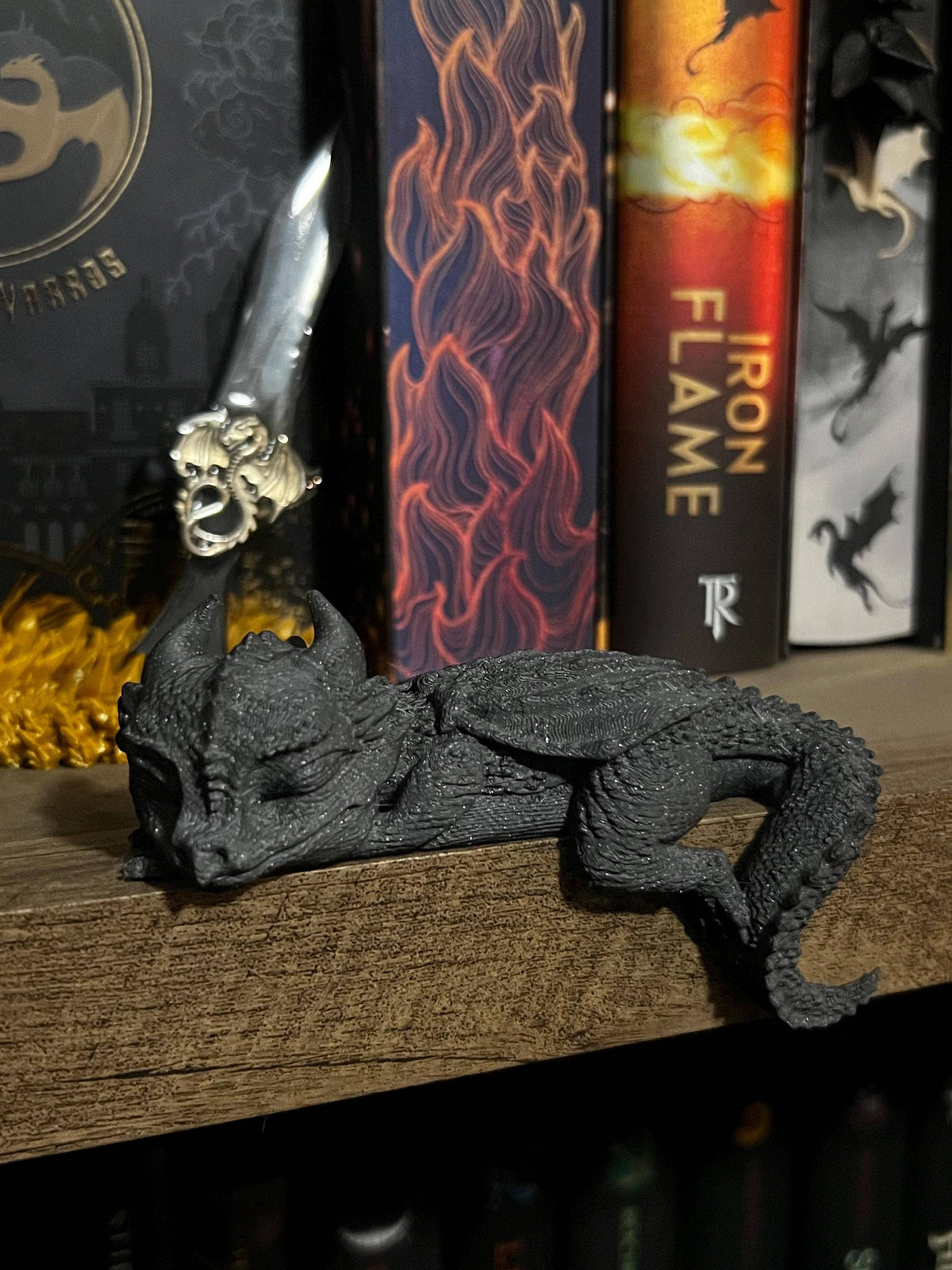 3D Printed Sleeping Dragon Figurine, Fantasy Decor