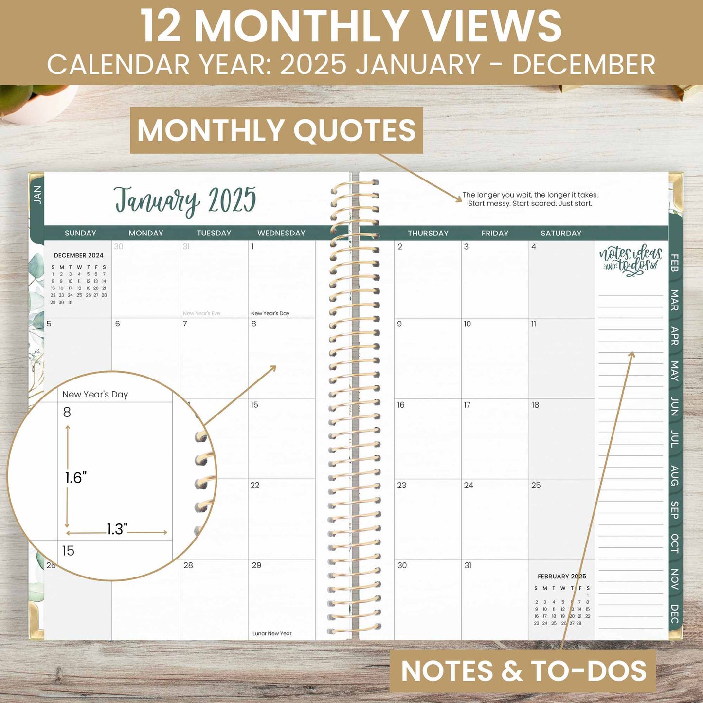 2025 Calendar Year 5x8 Hard Cover Planners - Choose Design