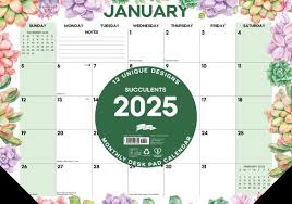 Succulents 2025 17 X 12 Small Monthly Deskpad