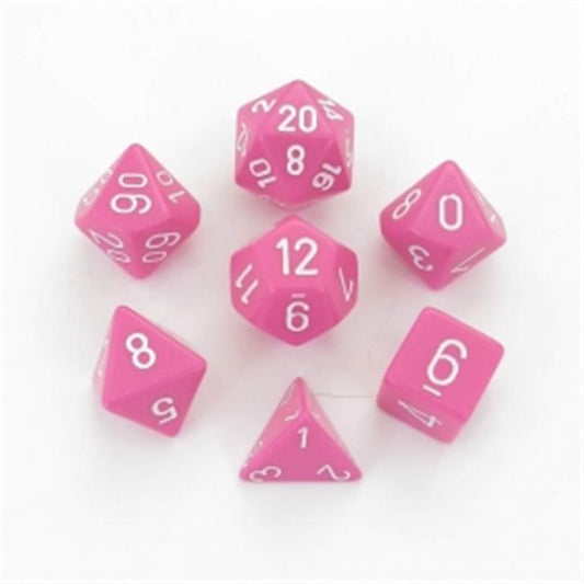 Chessex 7-Die Set Opaque Pink and White One Size