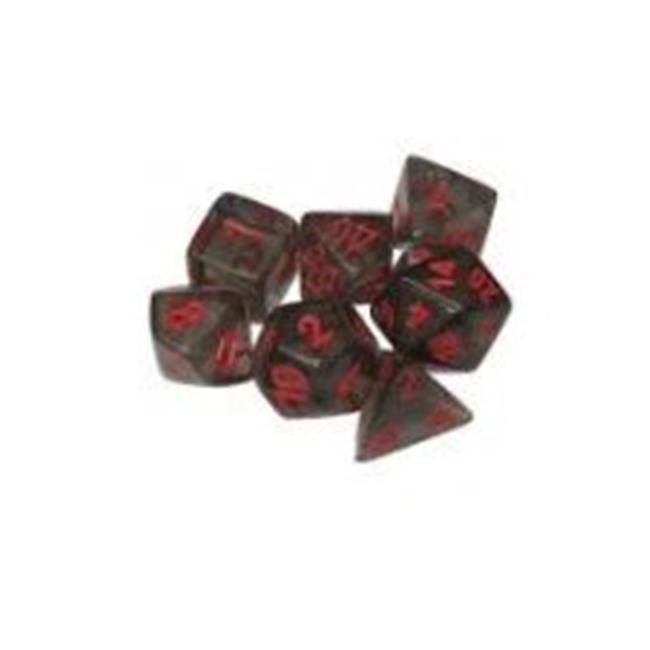 Chessex Translucent Smoke/Red Dice, 7pc Set Grey