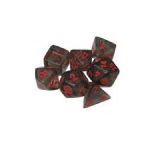 Chessex Translucent Smoke/Red Dice, 7pc Set Grey