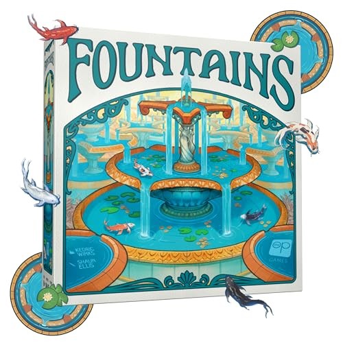 USAOPOLY Fountains Board Game, 1-5 Players, Strategy Tile-Laying