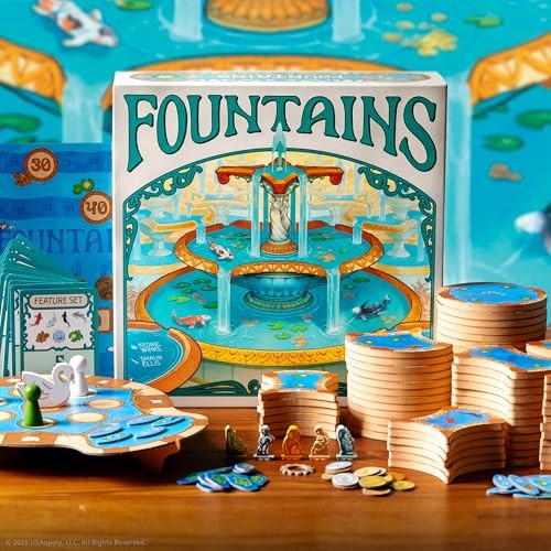 USAOPOLY Fountains Board Game, 1-5 Players, Strategy Tile-Laying