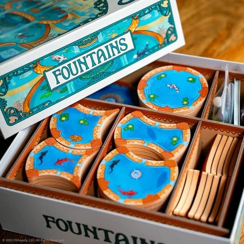 USAOPOLY Fountains Board Game, 1-5 Players, Strategy Tile-Laying