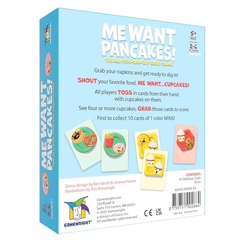 Gamewright Me Want Pancakes! Card Game, 4"x5"x0.1", Pack of 1