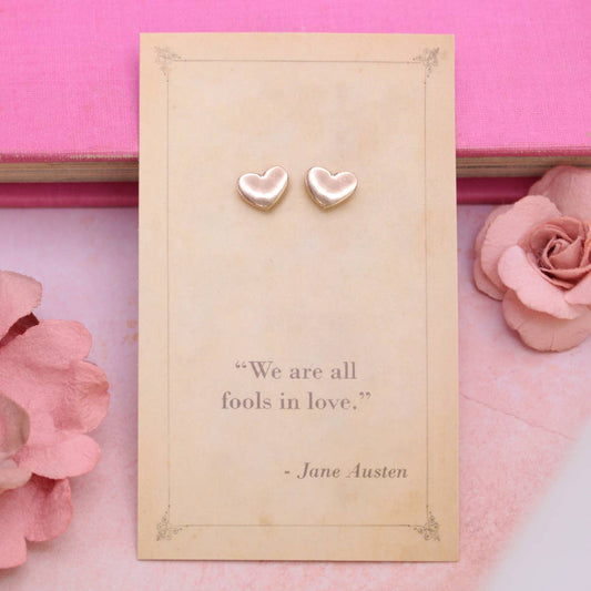 Literary Quotes Heart Post Earrings