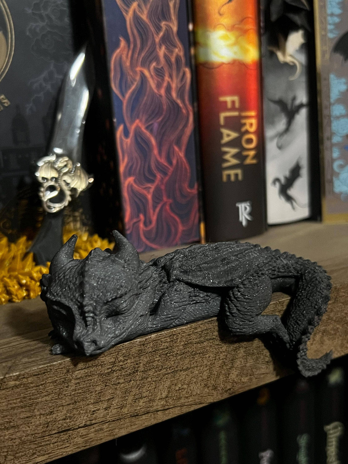 3D Printed Sleeping Dragon Figurine, Fantasy Decor