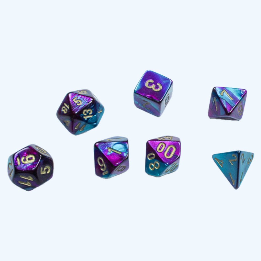 Chessex Gemini Mini Dice Set, Purple Teal Gold, 10mm