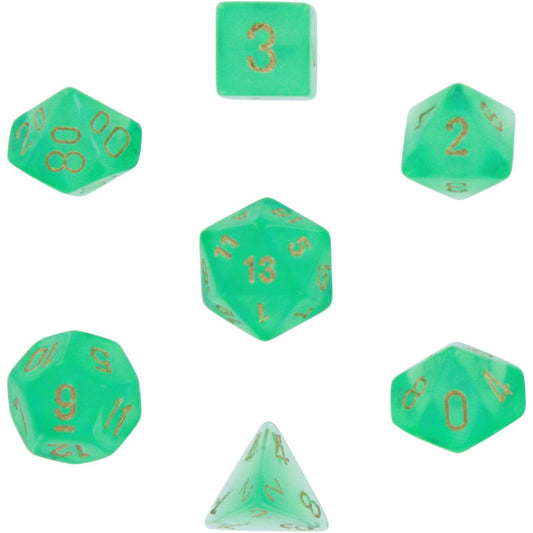 Chessex Borealis Poly Dice Set - Green/Gold, 7 Dice