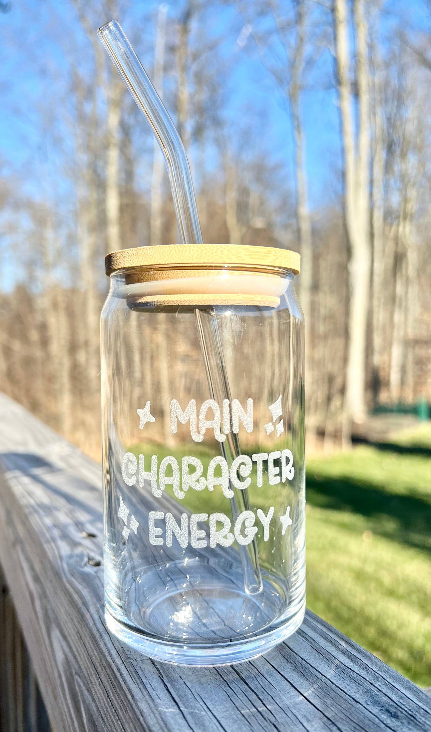 Main Character Energy - Book Lover - Beer Can Glass