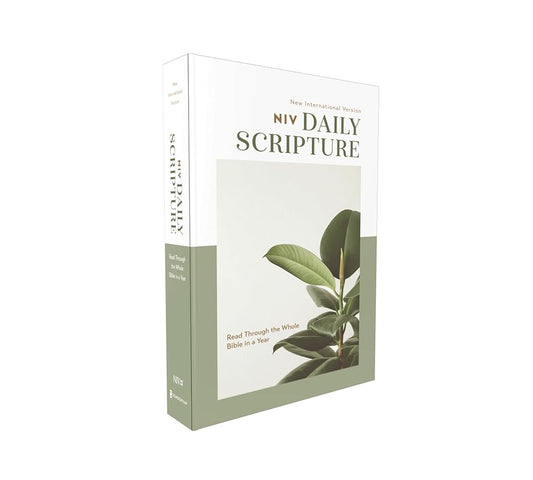 NIV, Daily Scripture, Paperback, White/Sage, Comfort Print: 365 Days to Read Through the Whole Bible in a Year cover image
