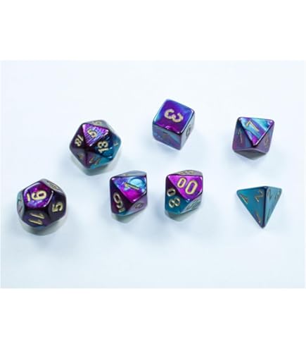 Chessex Gemini Mini Dice Set, Purple Teal Gold, 10mm