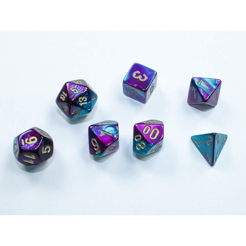 Chessex Gemini Mini Dice Set, Purple Teal Gold, 10mm