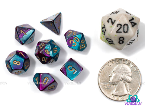 Chessex Gemini Mini Dice Set, Purple Teal Gold, 10mm