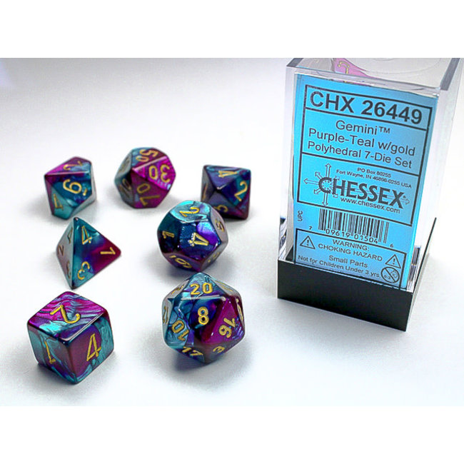 Chessex Gemini Purple-Teal Gold 7-Die Set One Size