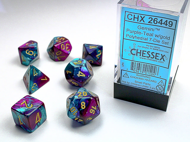 Chessex Gemini Purple-Teal Gold 7-Die Set One Size