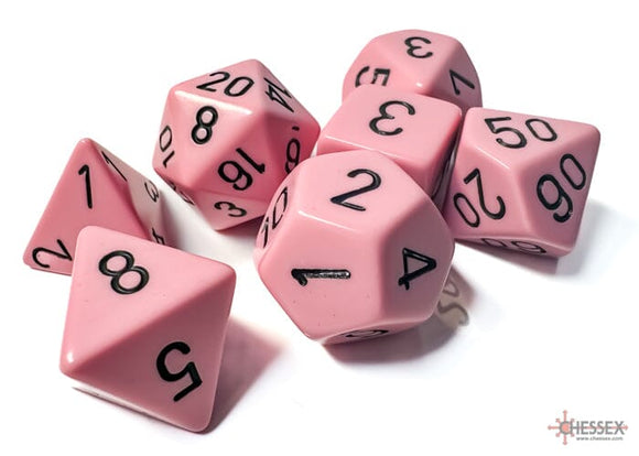 Chessex Pastel Pink/Black Polyhedral 7-Dice Set