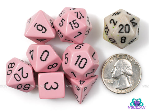 Chessex Pastel Pink/Black Polyhedral 7-Dice Set