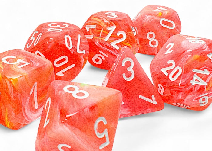 Chessex Translucent Orange/White Dice 7pc Set