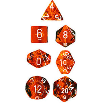 Chessex Translucent Orange/White Dice 7pc Set