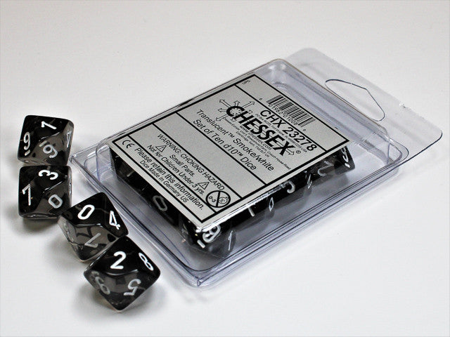 Chessex Translucent Smoke/Red Dice, 7pc Set Grey