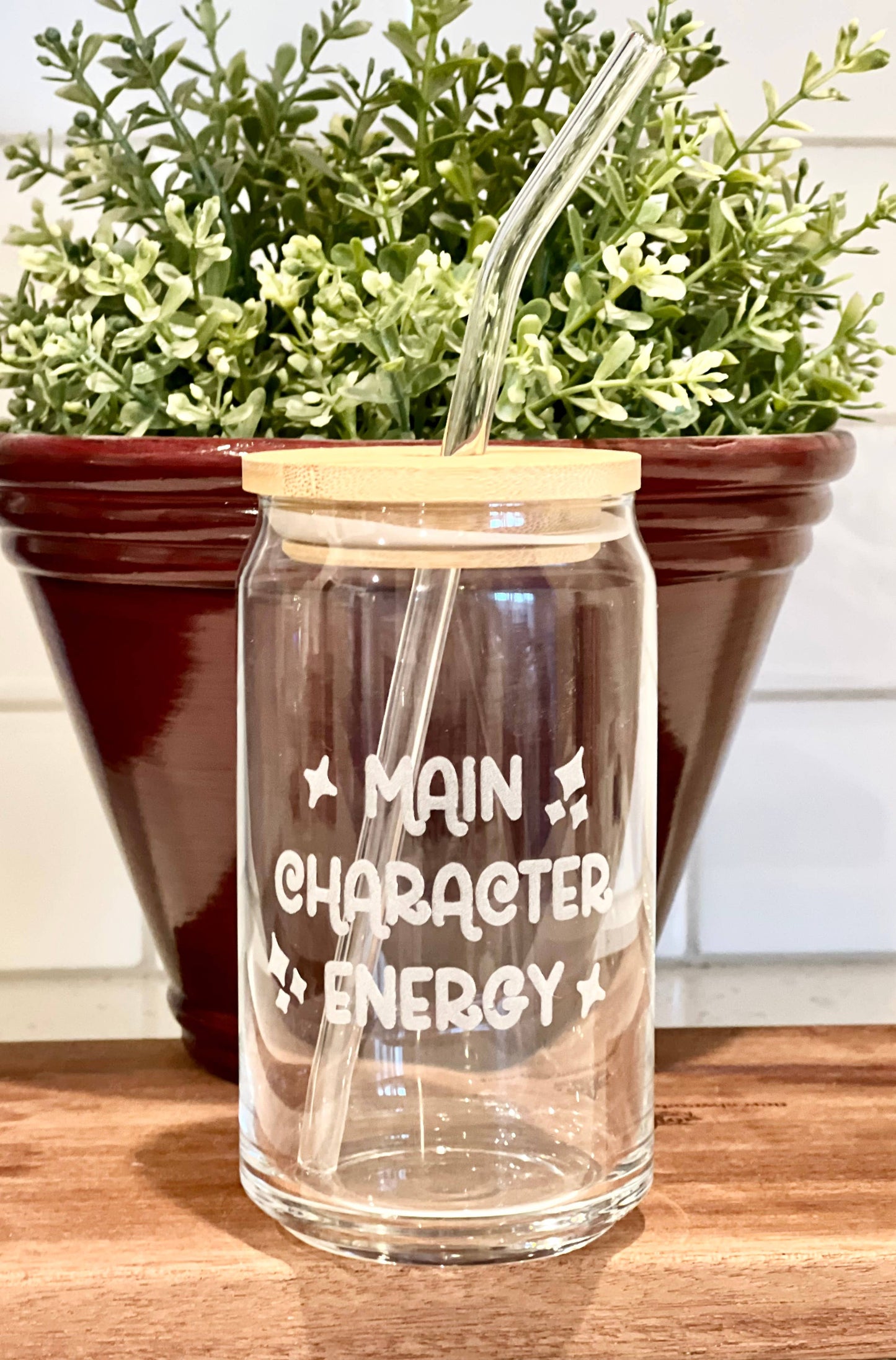 Main Character Energy - Book Lover - Beer Can Glass
