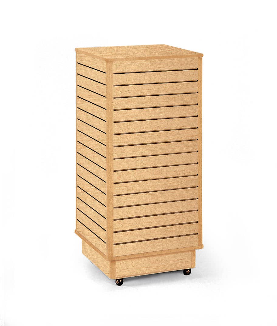 Maple Slatwall Tower With Rolling Base -24''L x 24''W x 54"H